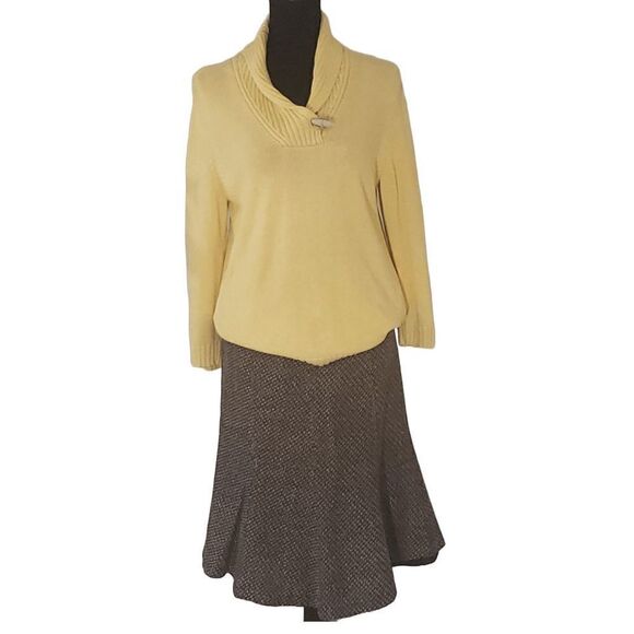 American Living Yellow 100% Cotton Cowl Neck Long Sleeve Pullover Sweater Size L - Picture 5 of 7